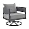 Armen Living Argiope 3 Piece Patio Outdoor Swivel Seating Set in Dark Gray Aluminum with Gray Cushions 840254332638 - alternate 8